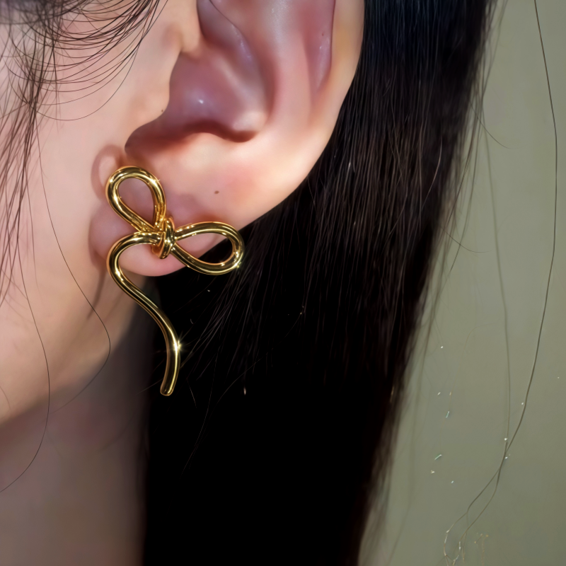14K Gold-Plated Bow Pearl Earrings