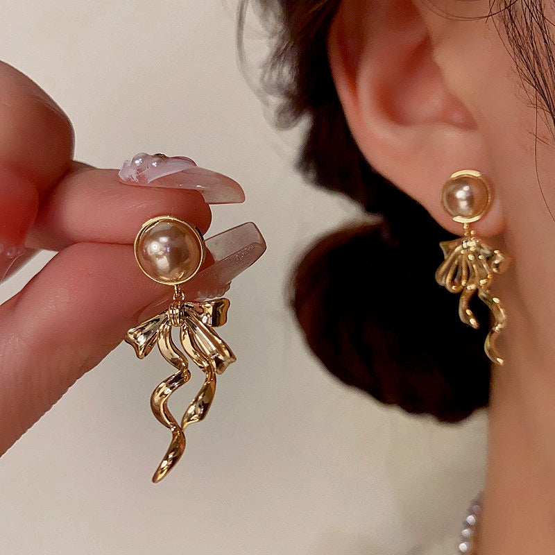 14K Gold-Plated Bow Tassel Earrings