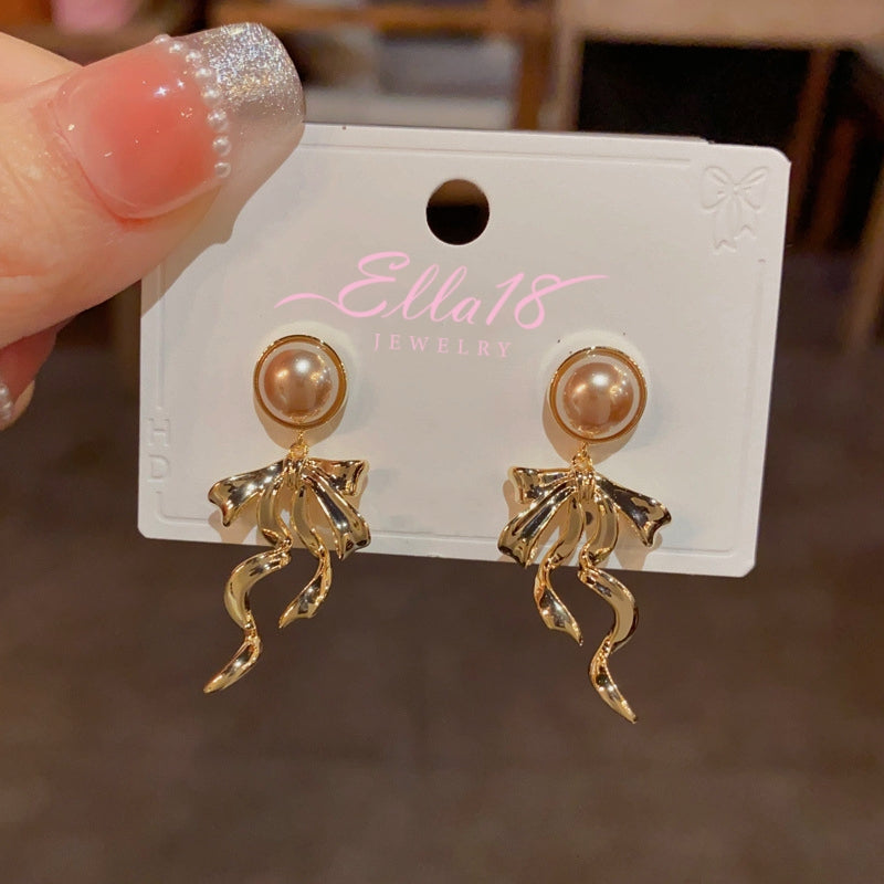 14K Gold-Plated Bow Tassel Earrings