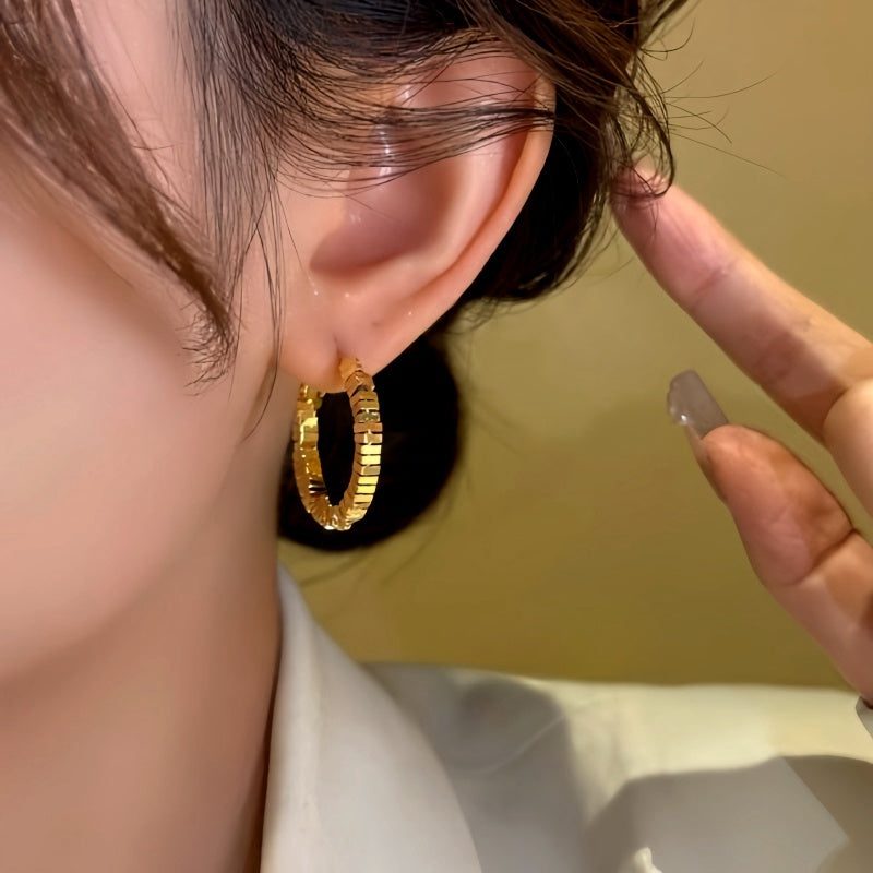 14K Gold-Plated Broken Diamond Hoop Earrings