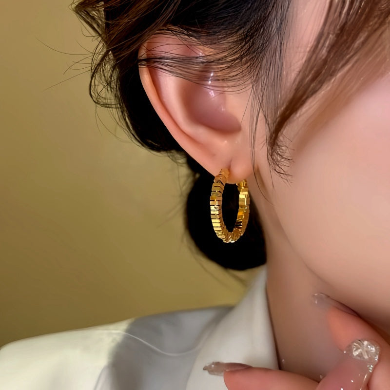14K Gold-Plated Broken Diamond Hoop Earrings