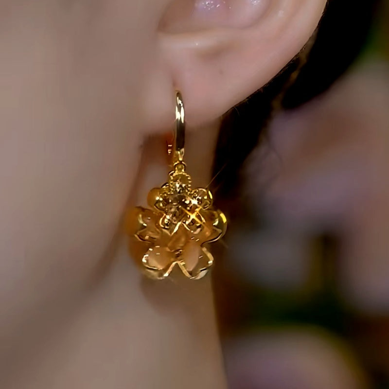 14K Gold-Plated Brown Crystal Earrings