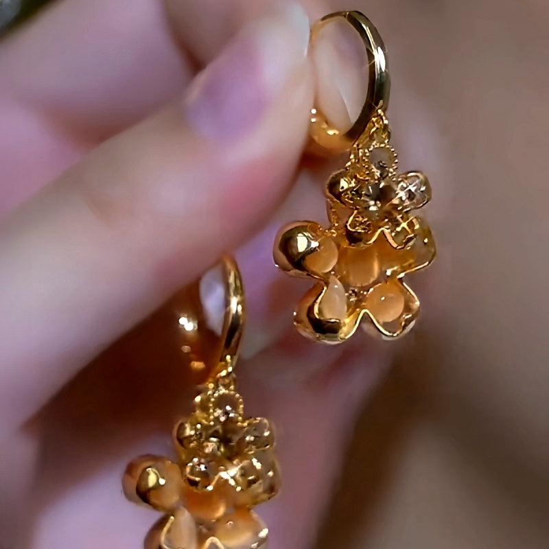 14K Gold-Plated Brown Crystal Earrings