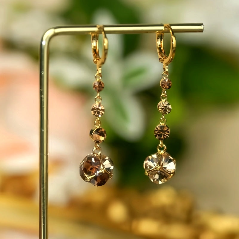14K Gold-Plated Brown Diamond Earrings