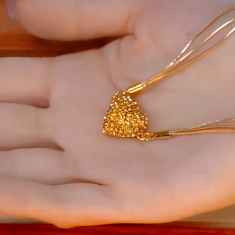 14K Gold-Plated Brown Magnetic Heart Necklaces