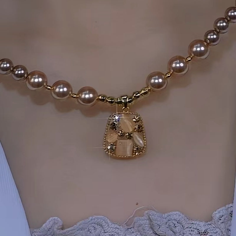 14K Gold-Plated Brown Zircon Bead Necklace
