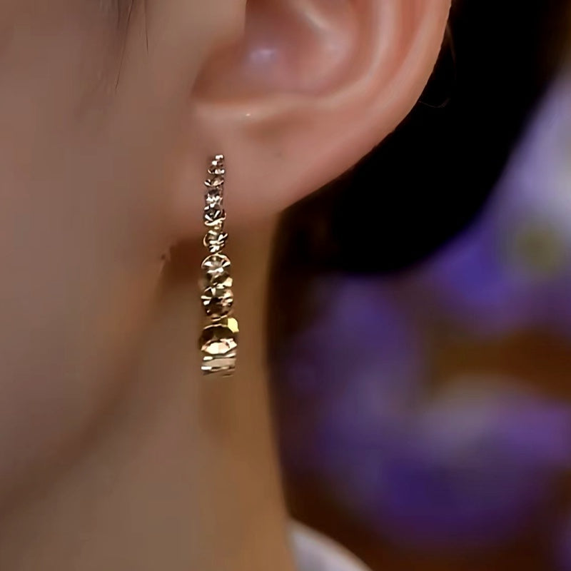 14K Gold-Plated Brown Zircon Diamond Hoop Earrings
