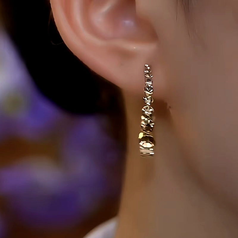 14K Gold-Plated Brown Zircon Diamond Hoop Earrings