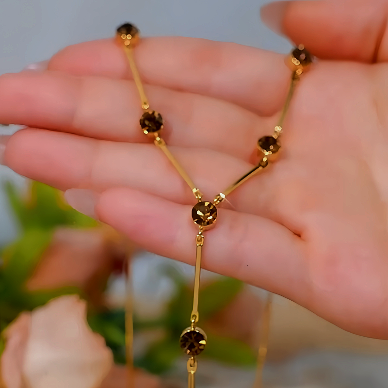 14K Gold-Plated Brown Zircon Necklace