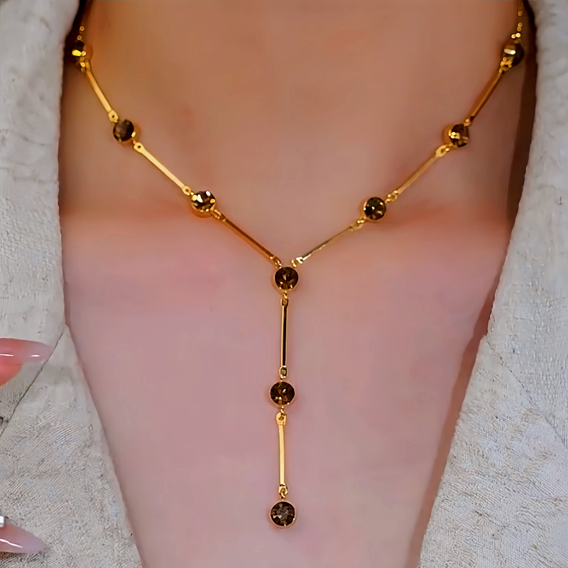 14K Gold-Plated Brown Zircon Necklace