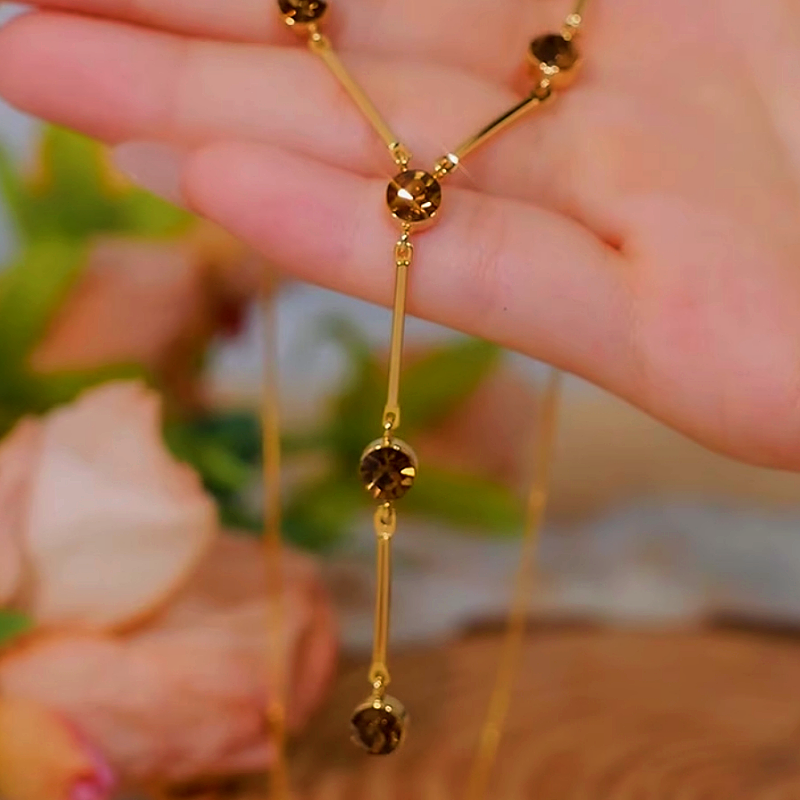 14K Gold-Plated Brown Zircon Necklace