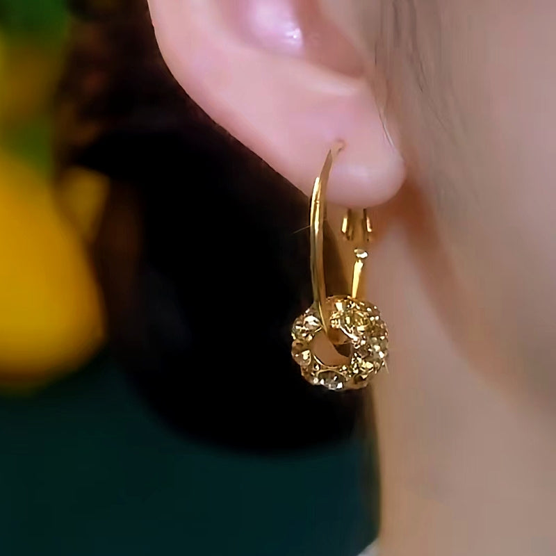 14K Gold-Plated Brown Zircon Ring Hoop Earrings