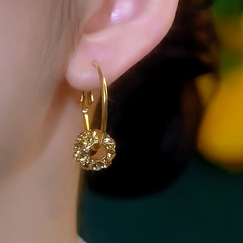 14K Gold-Plated Brown Zircon Ring Hoop Earrings