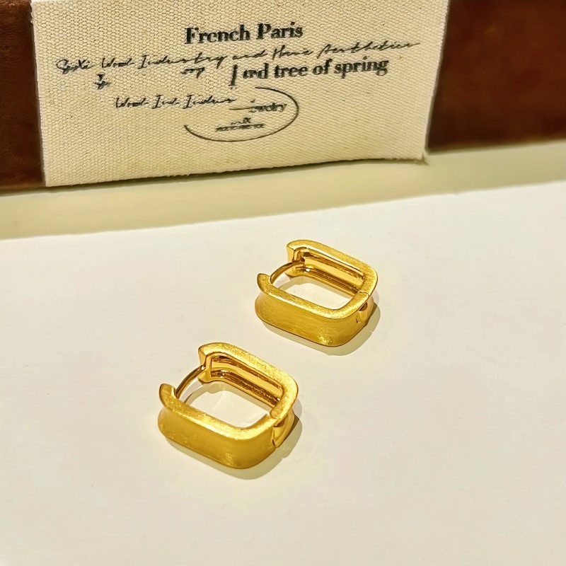14K Gold-Plated Brushed Earrings