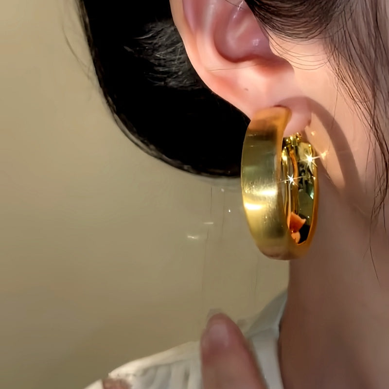 14K Gold-Plated Brushed Hoop Earrings