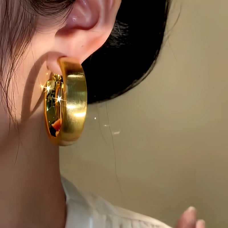 14K Gold-Plated Brushed Hoop Earrings
