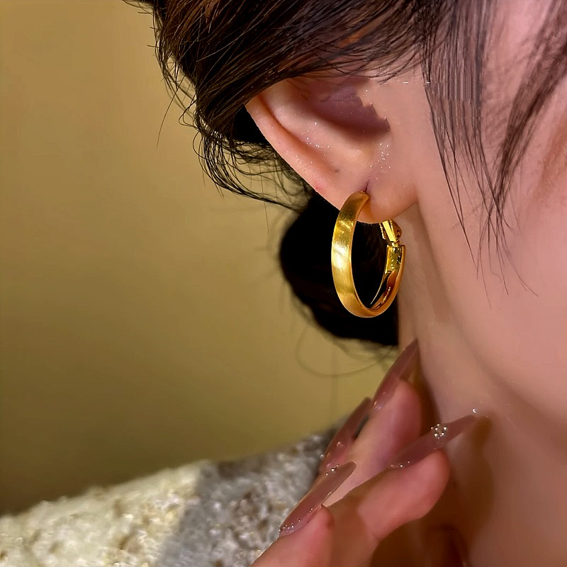 14K Gold-Plated Brushed Hoop Earrings