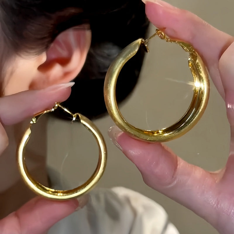 14K Gold-Plated Brushed Hoop Earrings