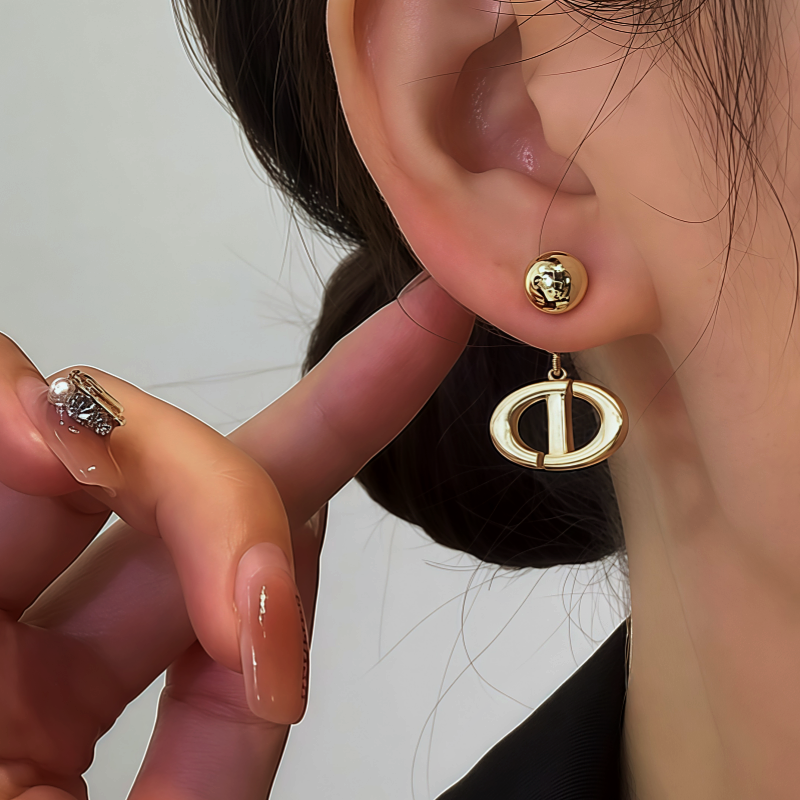 14K Gold-Plated Brushed Letter Earrings