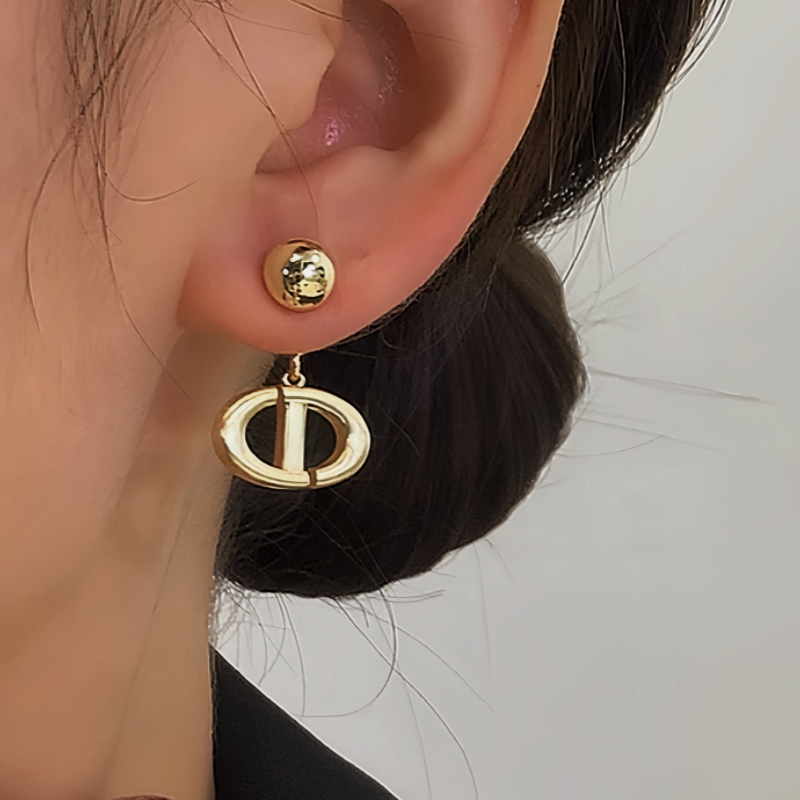 14K Gold-Plated Brushed Letter Earrings
