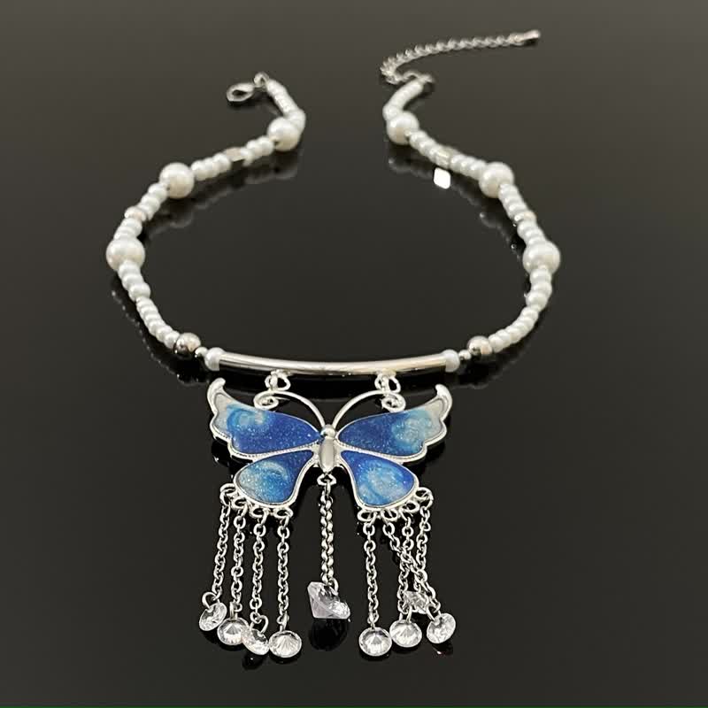 14K Gold-Plated Butterfly Tassel Bead Necklaces