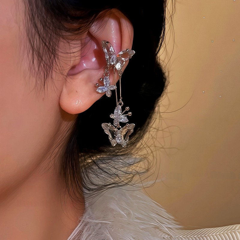 14K Gold-Plated Butterfly Tassel Ear Cuffs