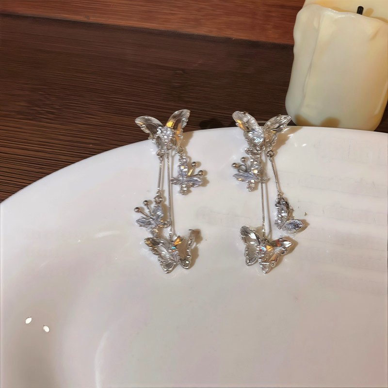 14K Gold-Plated Butterfly Tassel Ear Cuffs