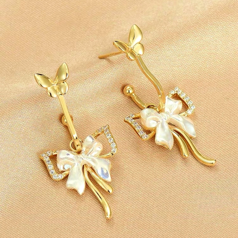 14K Gold-Plated Butterfly Tassel Earrings