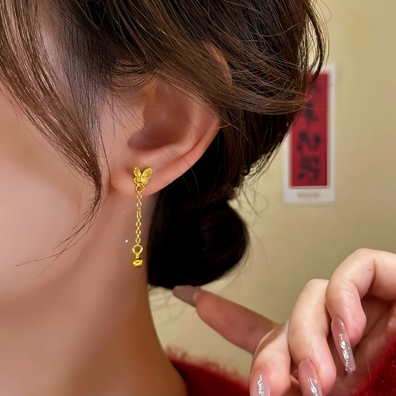 14K Gold-Plated Butterfly Tassel Earrings