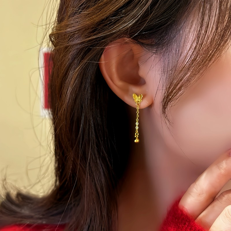 14K Gold-Plated Butterfly Tassel Earrings