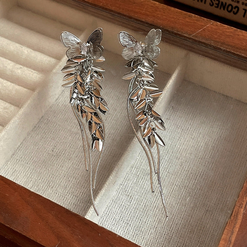 14K Gold-Plated Butterfly Tassel Earrings