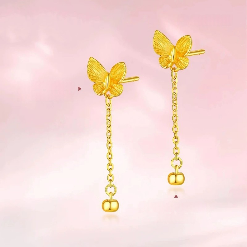 14K Gold-Plated Butterfly Tassel Earrings
