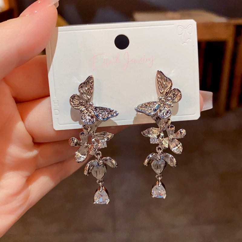 14K Gold-Plated Butterfly Tassel Earrings