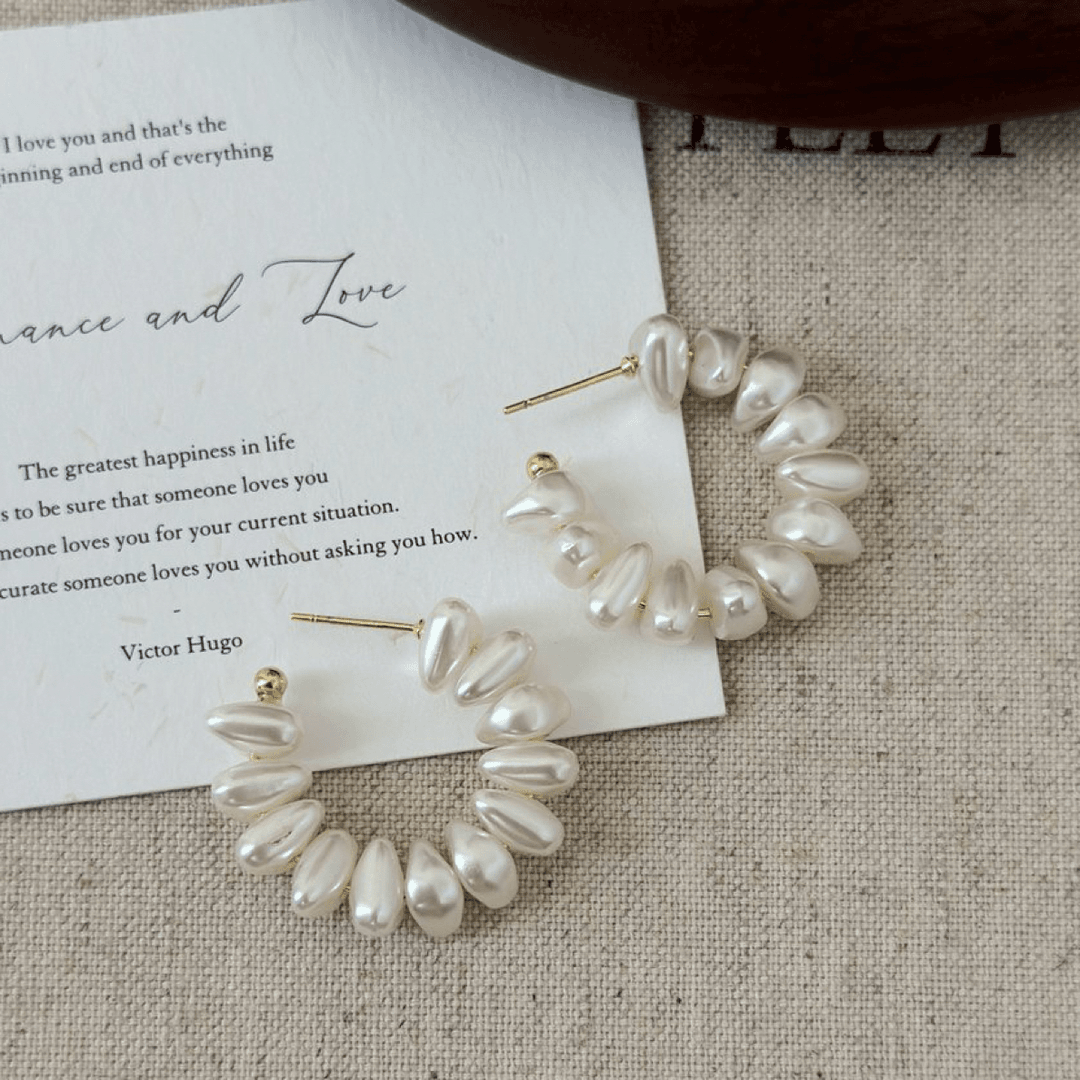 14K Gold-Plated C-Shaped Bead Earrings
