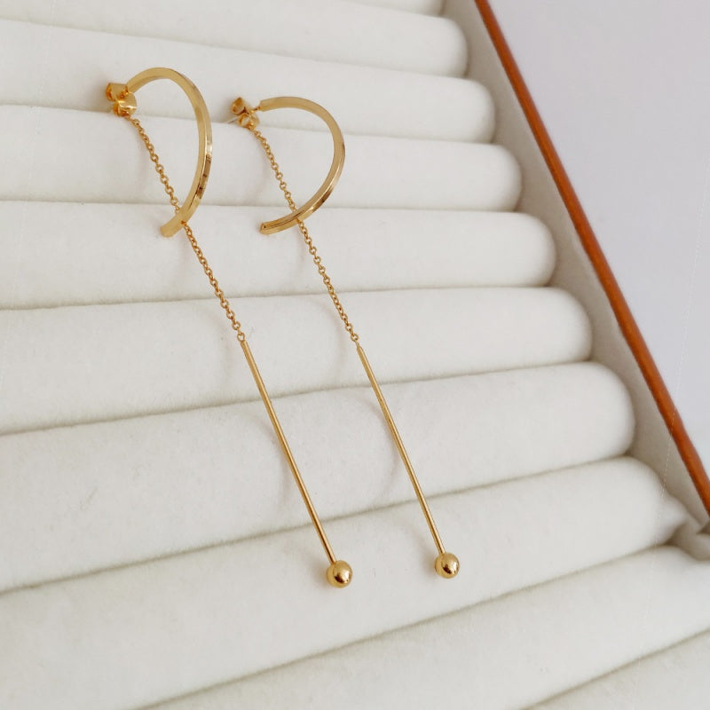 14K Gold-Plated C-Shaped Hollow Earrings