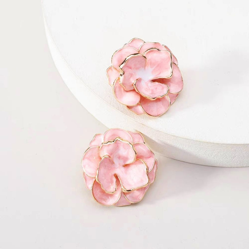 14K Gold-Plated Camellia Flower Stud Earrings