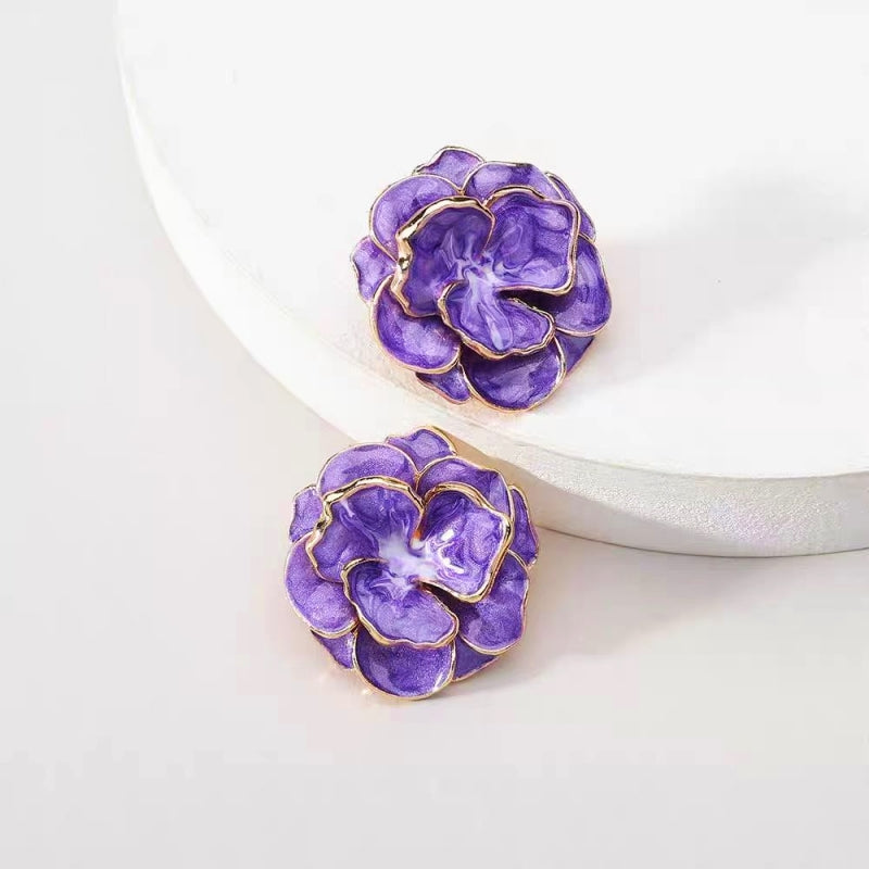 14K Gold-Plated Camellia Flower Stud Earrings