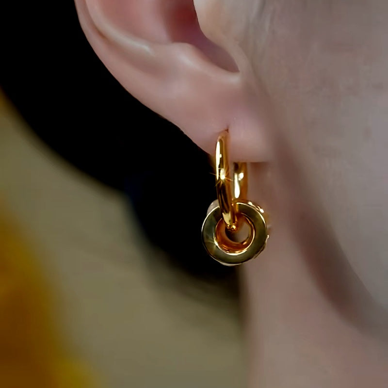 14K Gold-Plated Cat's Eye Stone Hoop Earrings
