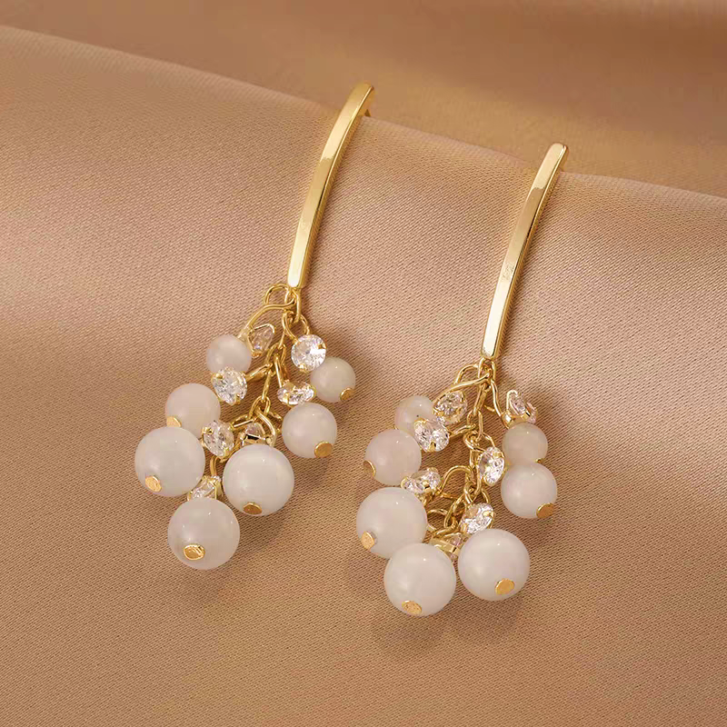 14K Gold-Plated Cat's Eye Tassel Earrings