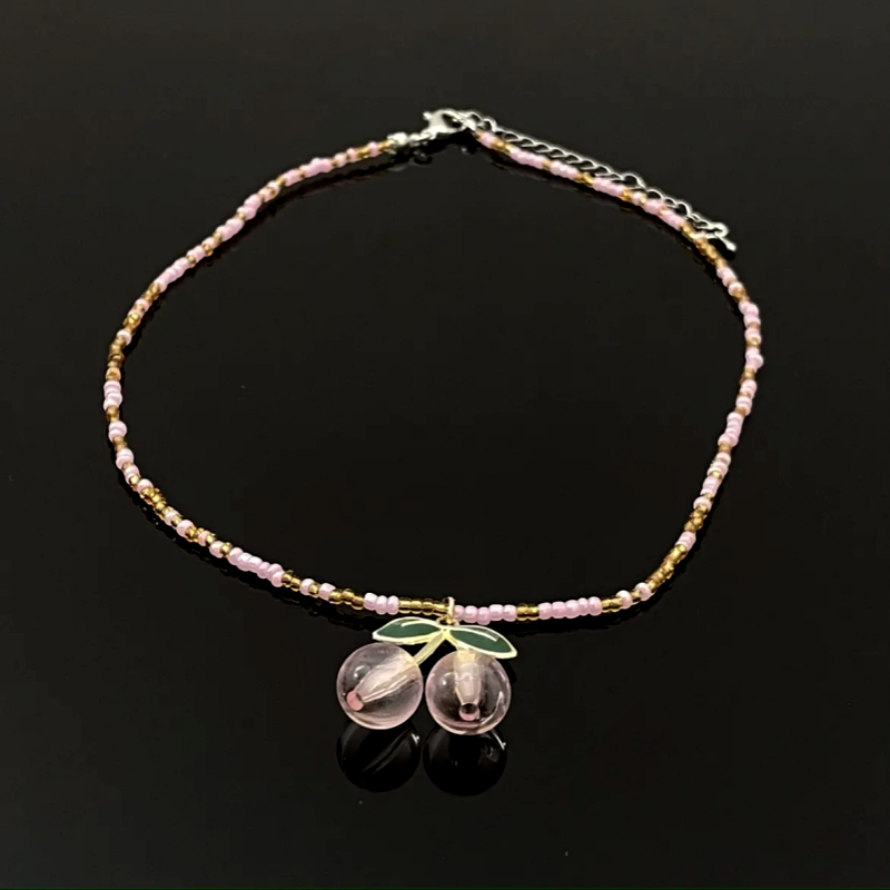 14K Gold-Plated Cherry Beaded Necklaces