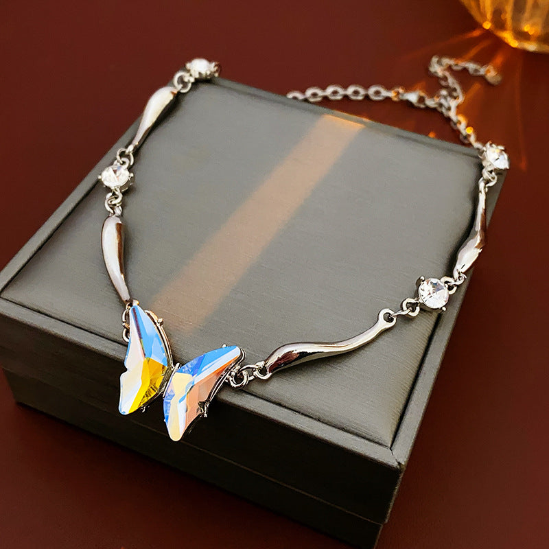 14K Gold-Plated Colorful Diamond Butterfly Necklaces
