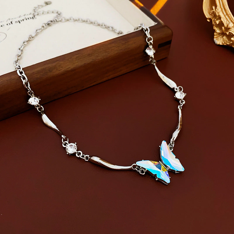14K Gold-Plated Colorful Diamond Butterfly Necklaces