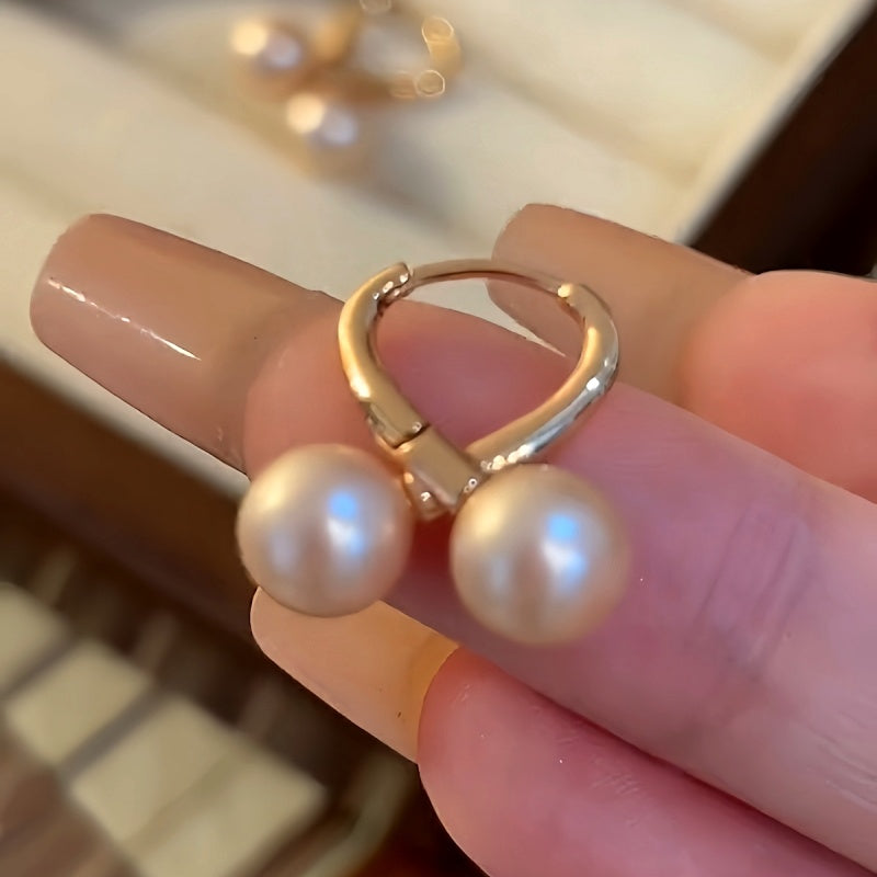 14K Gold-Plated Cross Pearl Earrings
