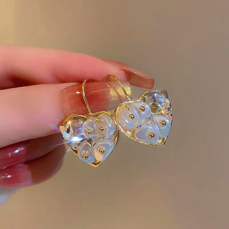 14K Gold-Plated Crystal Heart-Design Earrings