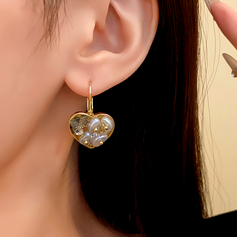 14K Gold-Plated Crystal Heart-Design Earrings