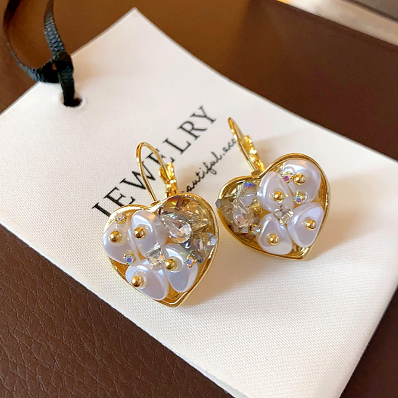 14K Gold-Plated Crystal Heart-Design Earrings