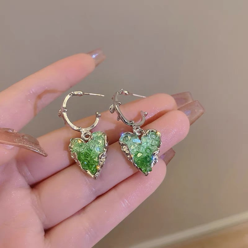 14K Gold-Plated Crystal Love Heart-Design Earrings