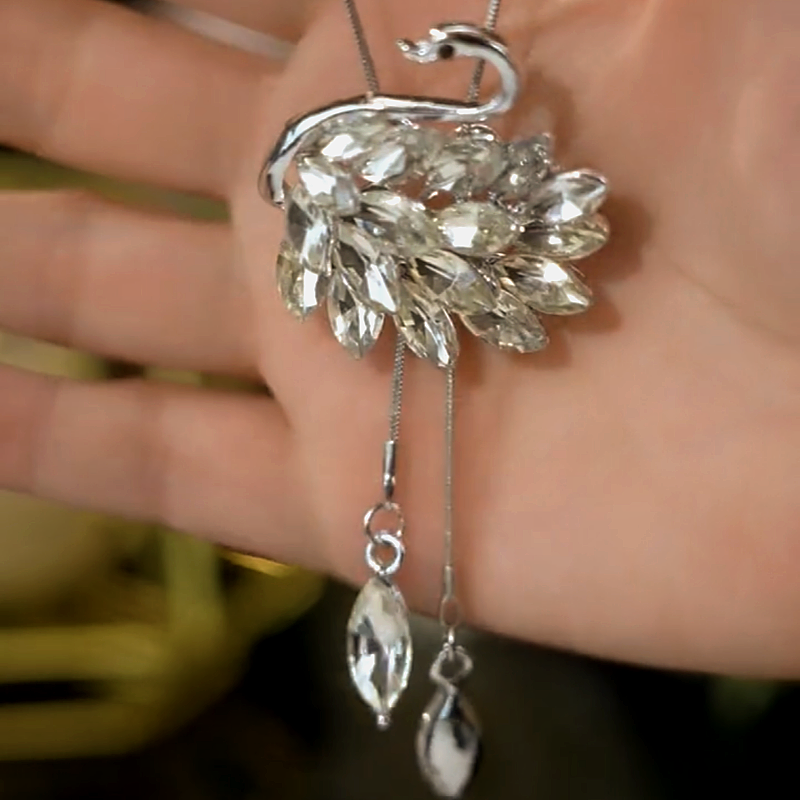 14K Gold-Plated Crystal Swan With Diamonds Necklace
