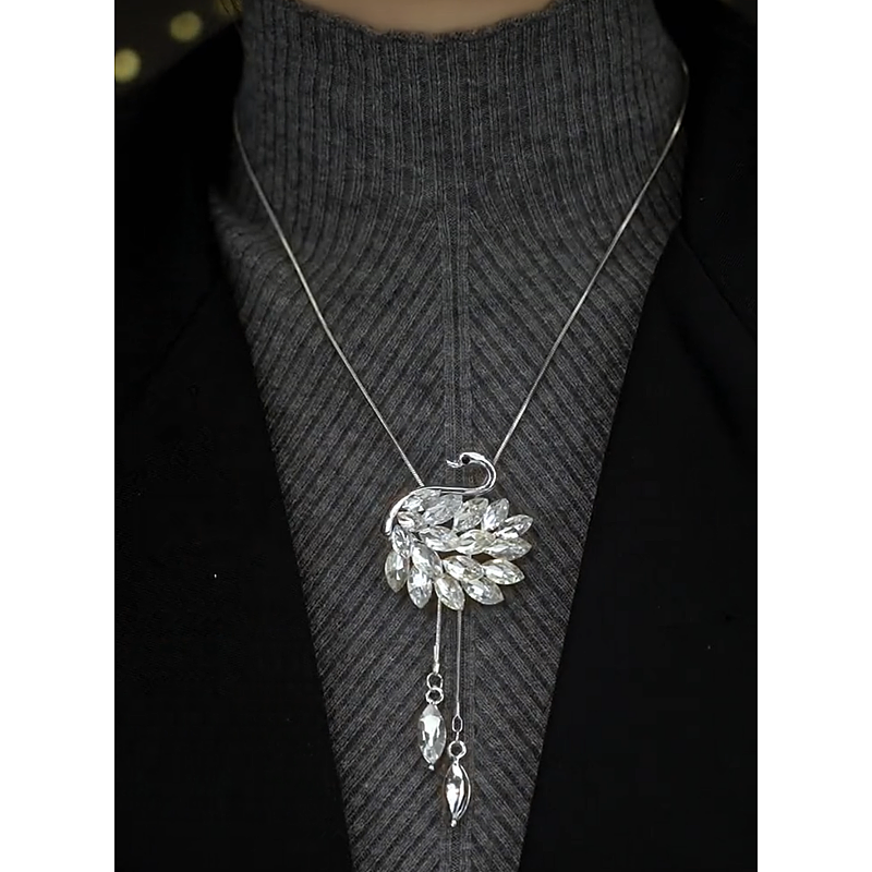 14K Gold-Plated Crystal Swan With Diamonds Necklace