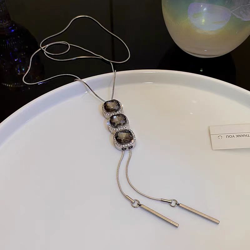 14K Gold-Plated Crystal Sweater Chain Necklaces